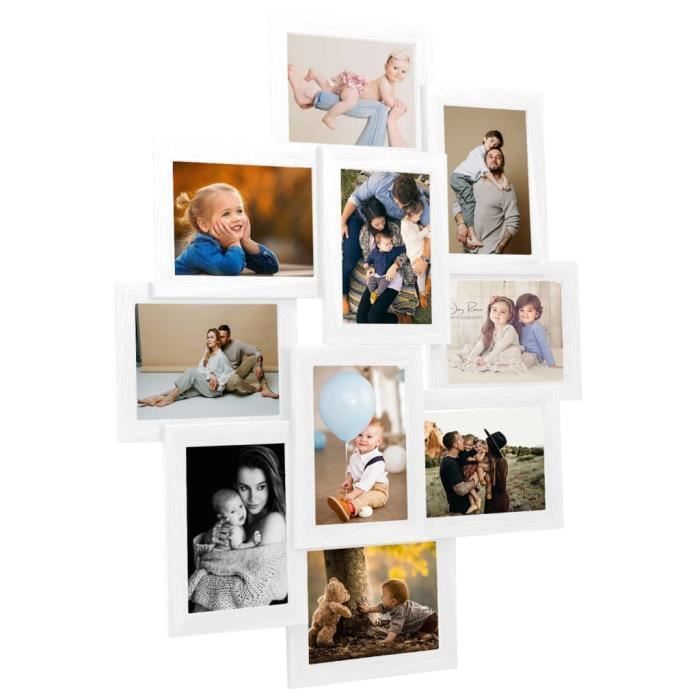 Cadre photo - VIDAXL - Collage 10x15 cm - Blanc - MDF - Design contemporain