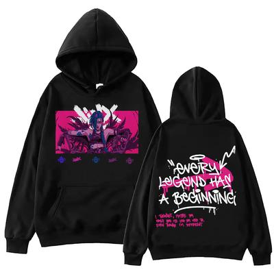 Anime Arcane-Jinx Hoodie Harajuku Pullover Tops Mann Herbst Winter Fleece Streetwear Tops