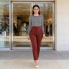 High Waist Slim Fit Women Pants Casual Trousers Tight Legs Hip Hugging Pure Color Long Pants with Pockets Daily Wear