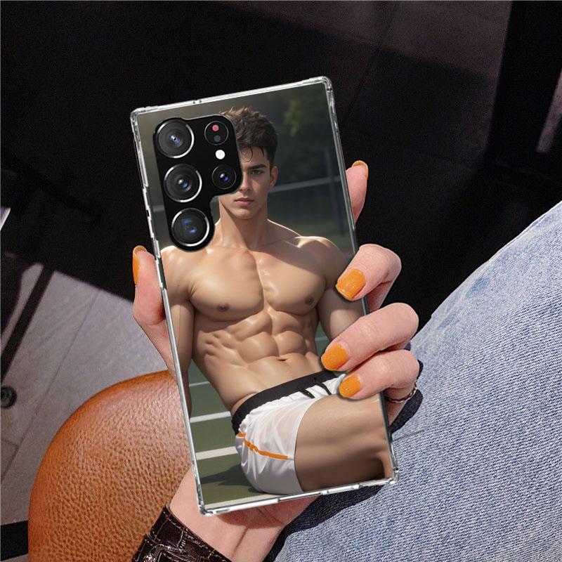 Sexy Muscle Man Gay Fitness Phnoe Case for Samsung Galaxy S26 S25 Edge S23 S24 Ultra S22 Plus S21 S20 FE Unique Cover Soft Coque