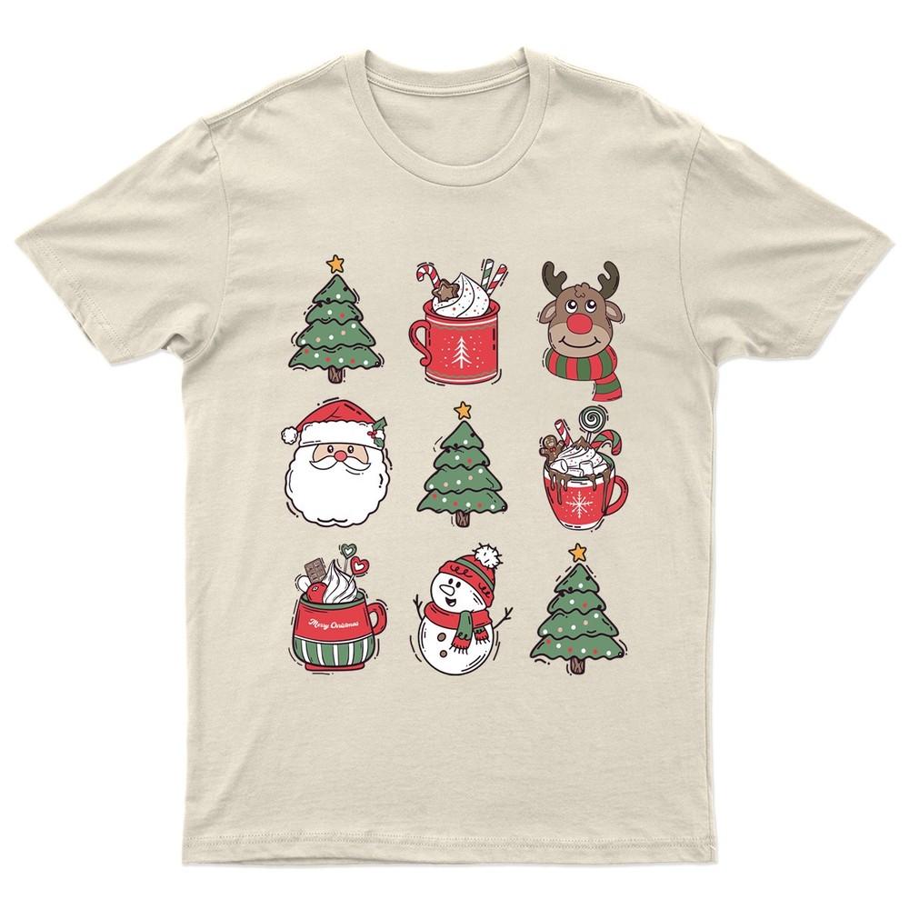 Merry Christmas Holiday Illustrations TShirt Unisex Gift Retro Funny Unisexs