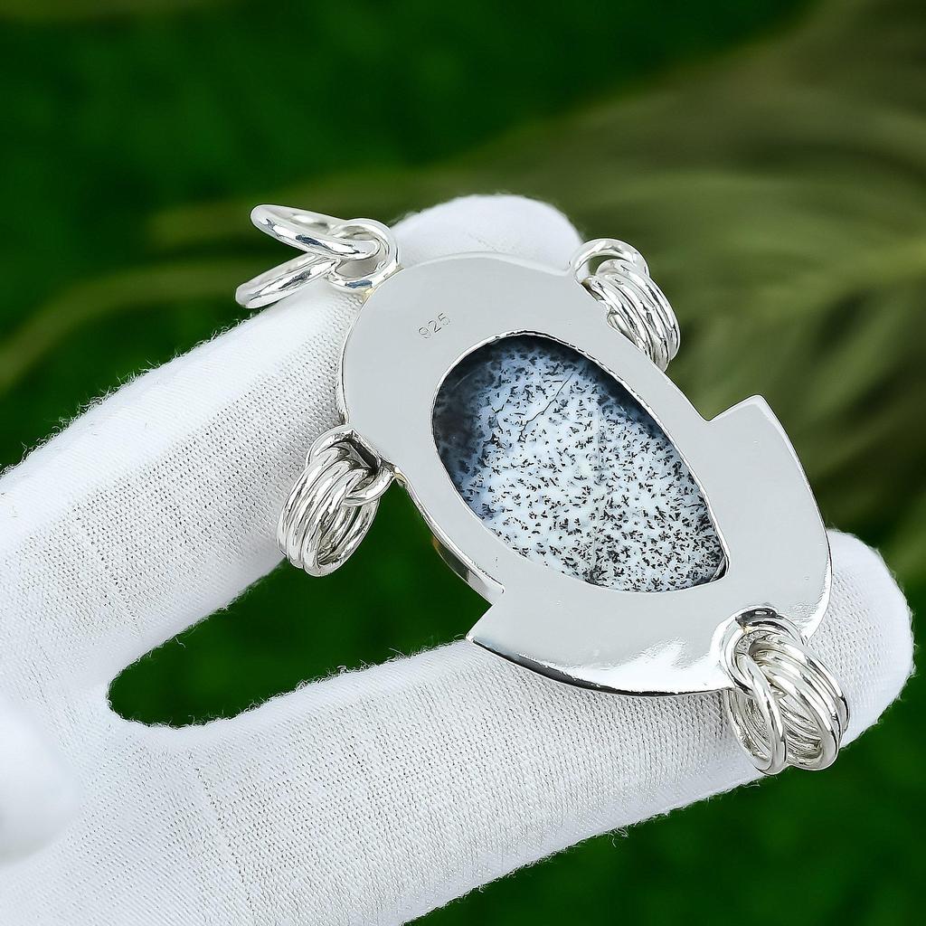 Dendrite Opal Stone 925 Sterling Silver Anniversary Bezel Birthday Wife Pendant