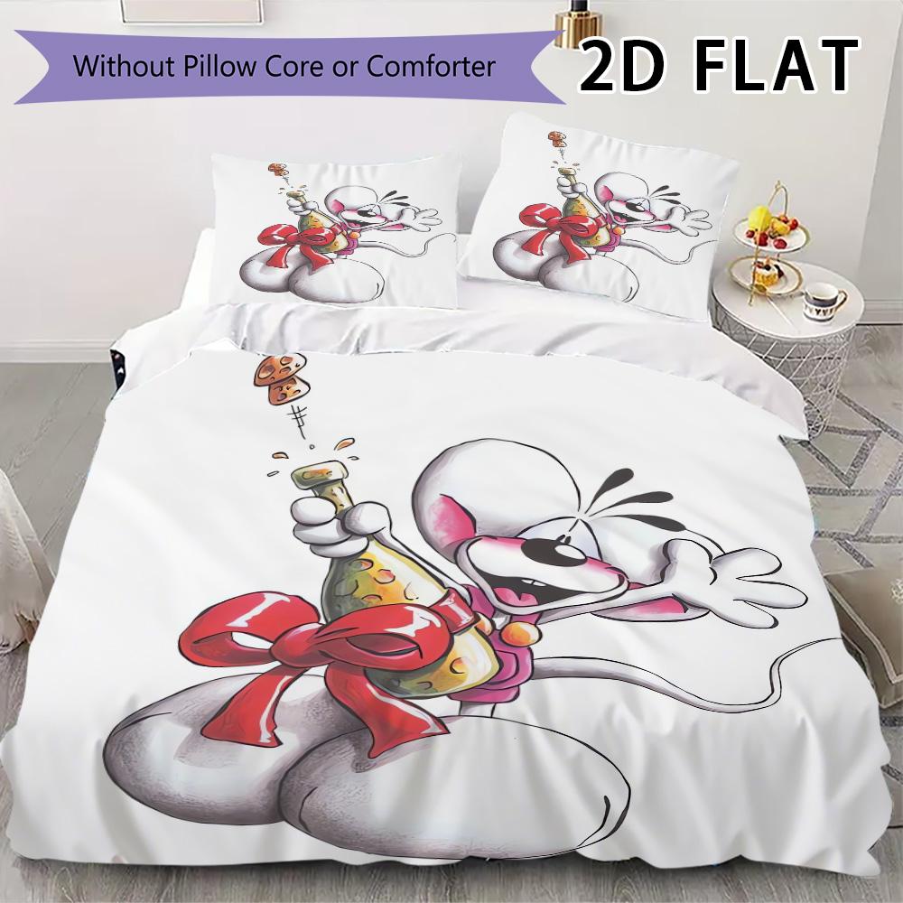 Diddl Pattern Bedding Uilt Set Uilt Cover Pillowcase Home Decoration Birthday Gift (1 * Duvet Cover + 2 * Pillowcase Without Core)
