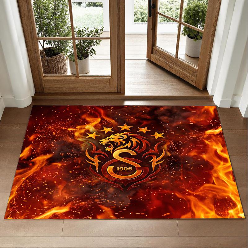 Galatasaray FC Design Crystal Velvet Rug Soft Decorative Mat for Bedroom Entrance