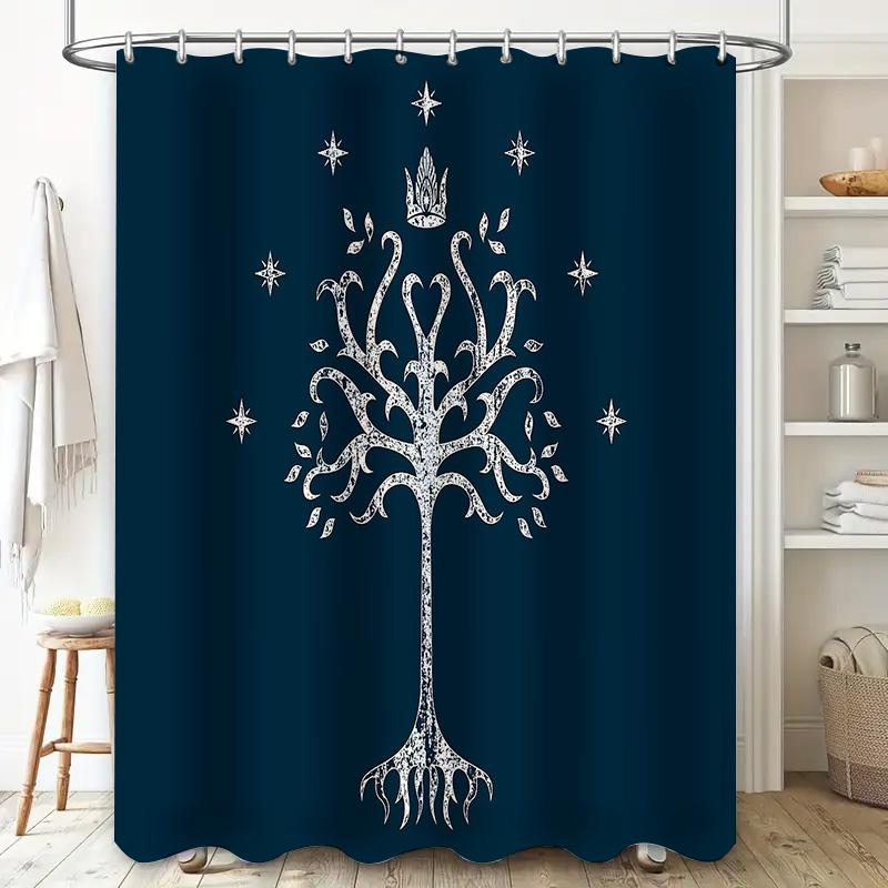 Botanical Shower Curtain Tropical Leaves Forest Green Bathroom Decor Nature Theme Waterproof Fabric for Spa Hotel