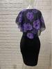 Rose Print Slim Fit Plus Size Dress with Shawl