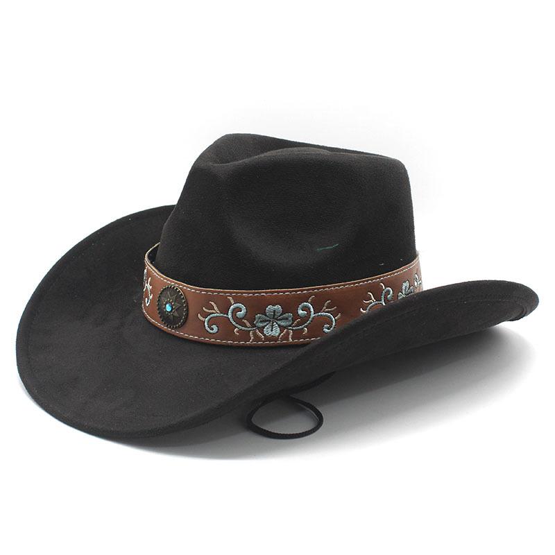 Ethnic Style Western Cowboy Top Hat Hot Autumn and Winter Suede Felt Hat Men and Women Curved Brim Jazz Hat Fashion