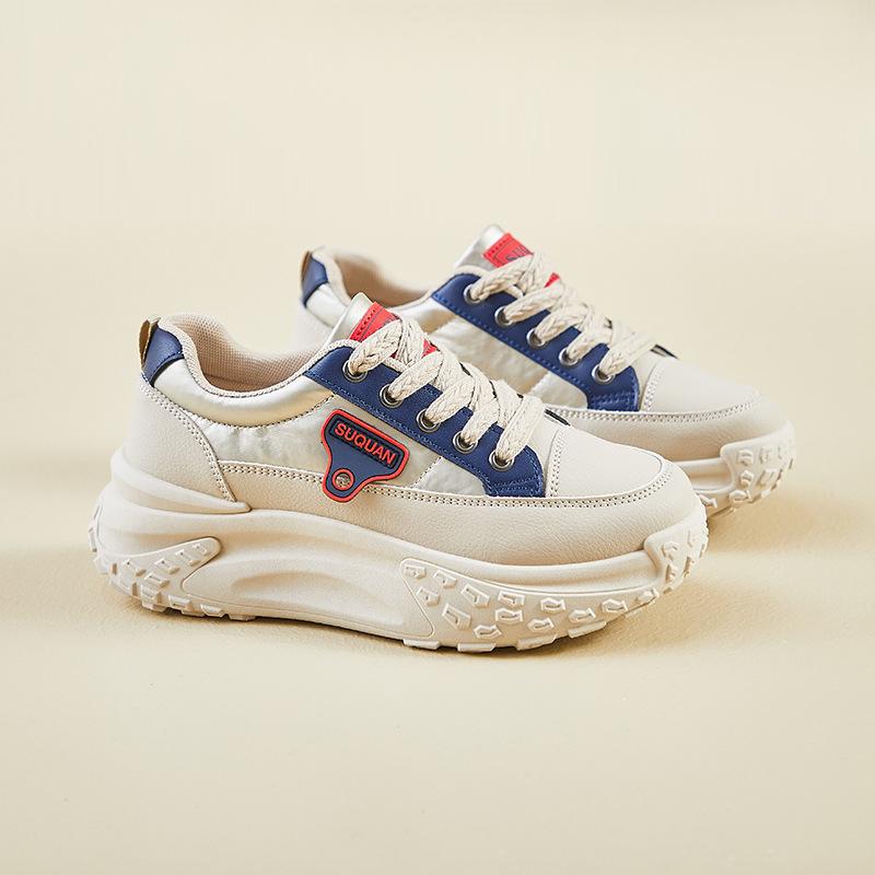 Spring thick-soled heightening dad shoes women's color matching niche sports board shoes student versatile casual single shoes