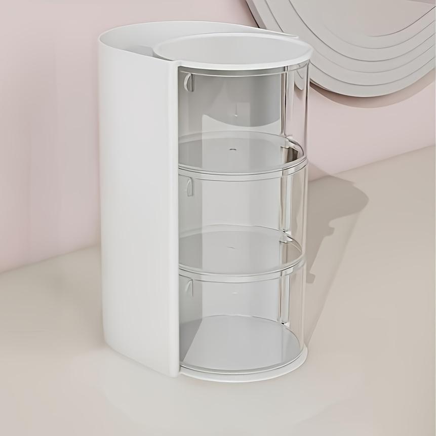 Rotating Multi-Layer Transparent Hair Accessory Organizer - With Multiple Compartments for Makeup, Brushes, and Beauty Tools