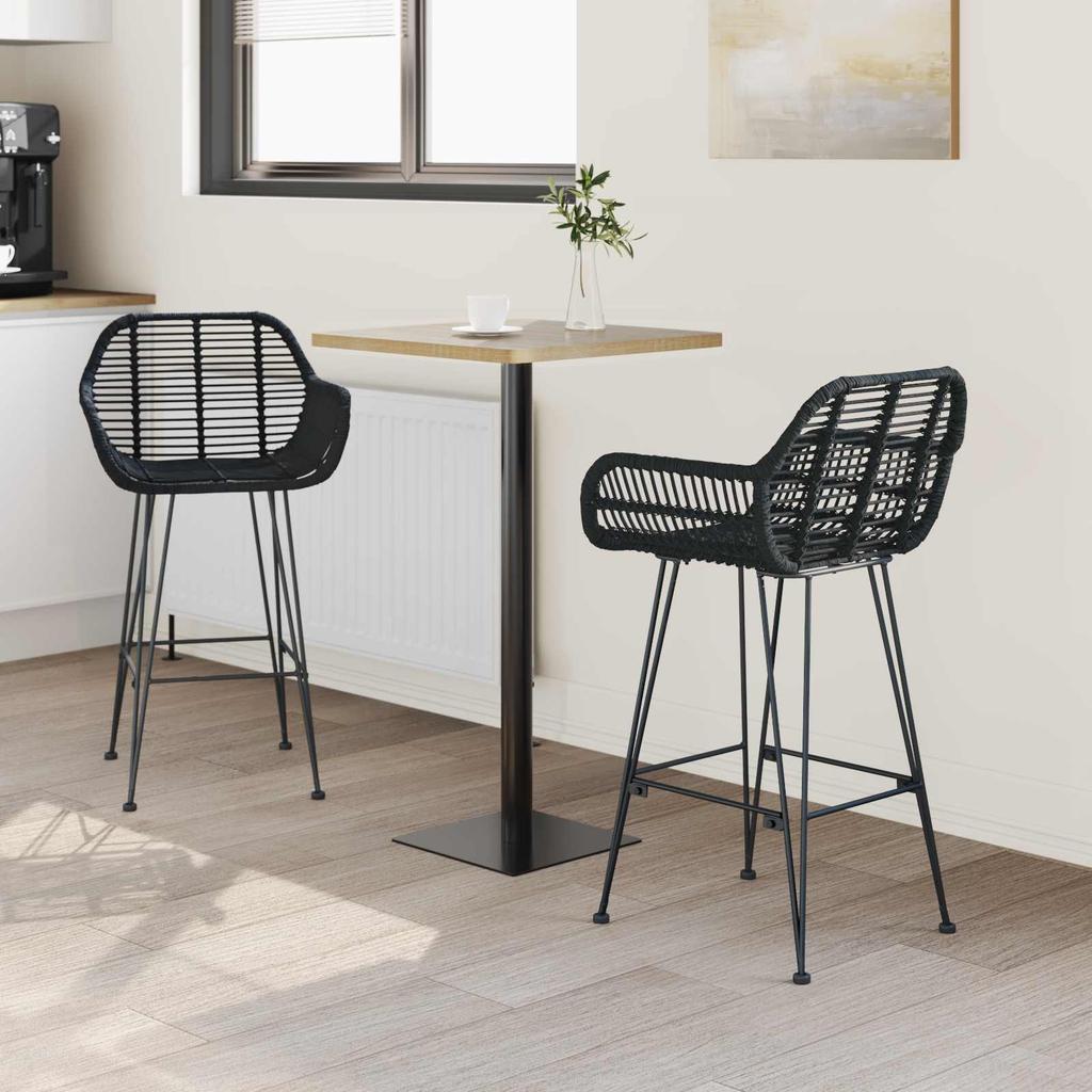 Bar Stool 2 Pcs 55 X 52 X 92 Cm Rattan and Iron
