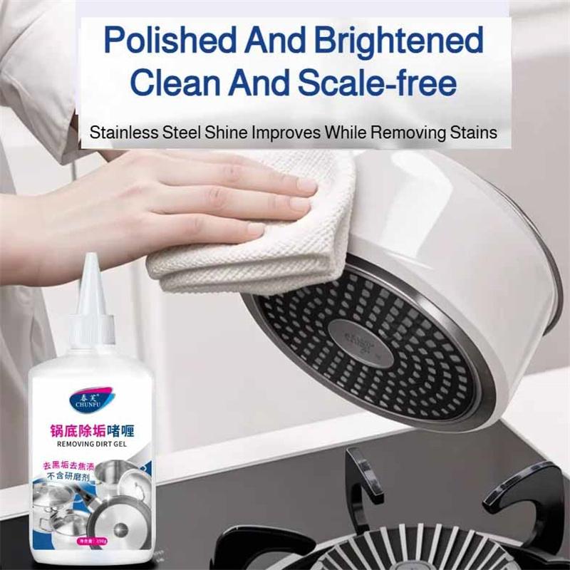 Powerful Stainless Steel Pot Pan Cleaner Strong Degreaser & Black Scour Remover Gel Burnt Bottom Cleaner for Cookware