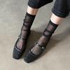Breathable~ 3cm Thick Heel Light Mouth Sandals Women's Leather Hollowed Out Summer Mary Jane Bag Head Wearing Sandals