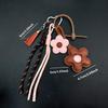 Yogodlns Trendy PU Leather Sunflower Bag Pendant Contrasting Cartoon Five Petal Flower Keychain Fashion Car Keyring Bag Pendant Women
