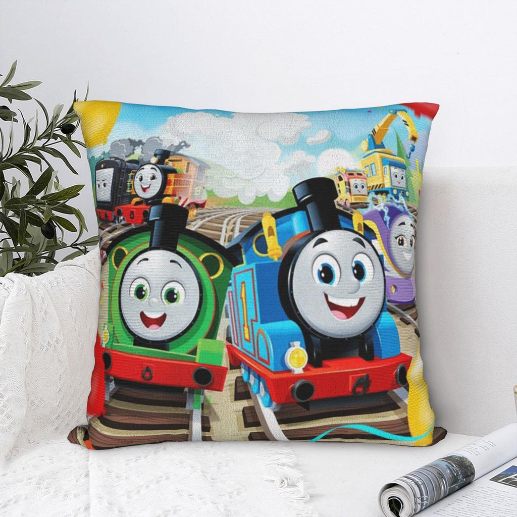 Pillow Case Cartoon Trains Man Square Pillow Cover For Sofa Home Decoration Retro Trendy Pillowcases