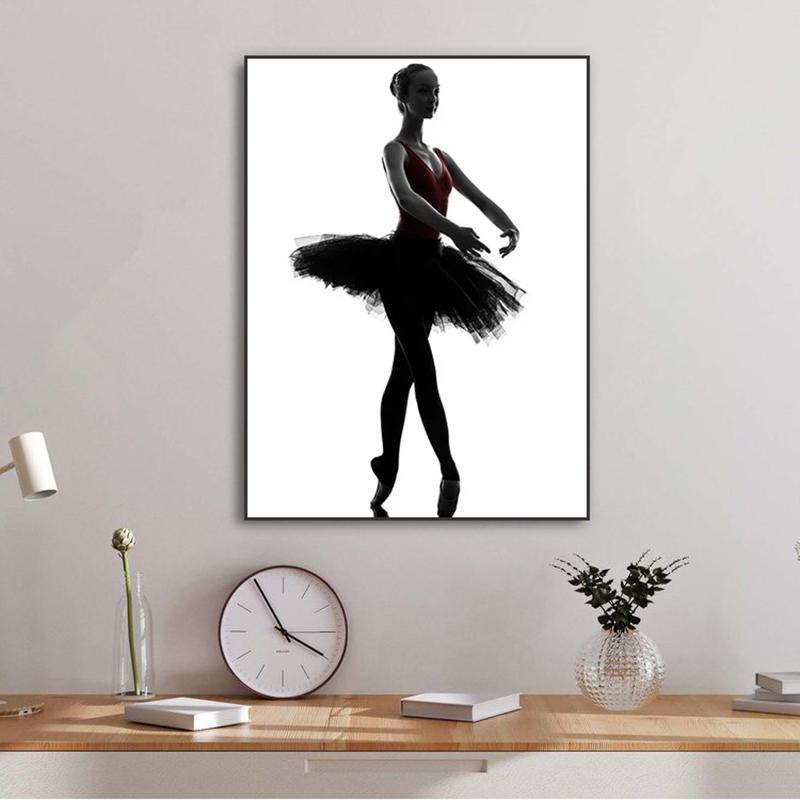 Moderní černobílý baletní tanečník plátno malba plakáty a tisky nástěnné umělecké obrázky pro obývací pokoj domácí dekorace dárky