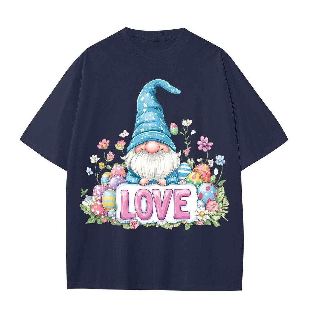 Chlapecké a dívčí ležérní volné tričko s velikonočním potiskem, pulovr s kulatým výstřihem, top s krátkým rukávem