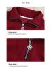 2025 Autumn/Winter Women's Plus Size Fleece-Lined Stand Collar Sweatshirt - Casual Loose Fit Red Jacket