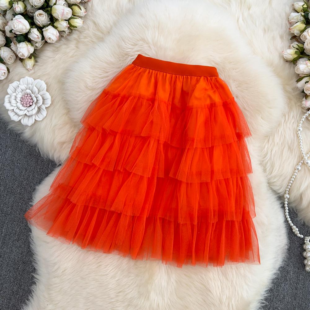 Mesh Multilayer Puff Cake Short Skirt Summer Short High Waist Sexy A-Line Skirt