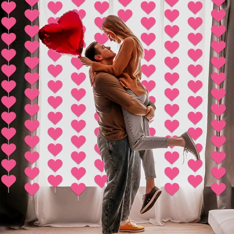 6/8Pieces Love Heart Ornament Valentines Day Heart Hanging Strips For Valentines Day And Wedding Decoration