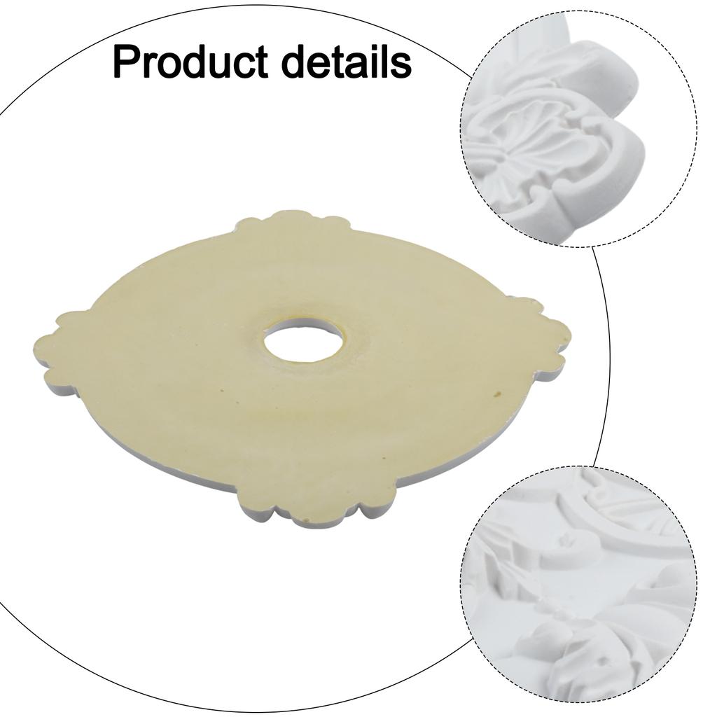 White Circular PU Lamp Panel Ceiling Cover for Fan Light Decoration 39cm Size