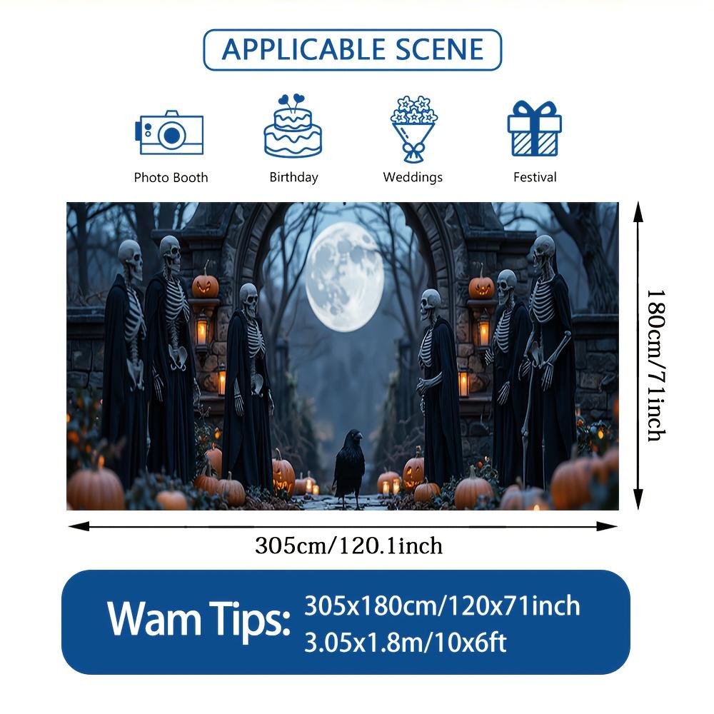 1pc Large Halloween Garage Door Banner - Ghost Skull  Pumpkin Lantern  and Full Moon Background Decoration
