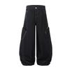 American trendy brand washed primary color jeans multi-pocket overalls wide-leg scimitar pants loose mopping trousers