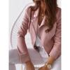 Fall and Winter New Blue Suit Collar Thin Section Zipper Fashion Elegant Faux Pocket Jacket Outwear Cardigan Female Jacket