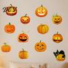 Versatile Fall Seasonal Decorations 3 Sheets Halloween Ghost Face Pumpkin Wall Sticker, Cute Black Cat Autumn Theme Glass Door Stickers Decorative
