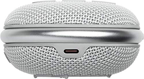 JBL CLIP4 Bluetooth Speaker, USB C Charging, IP67 Dustproof and Waterproof, with Passive Radiator, Portable, 2021 Model, White (JBLCLIP4WHT)