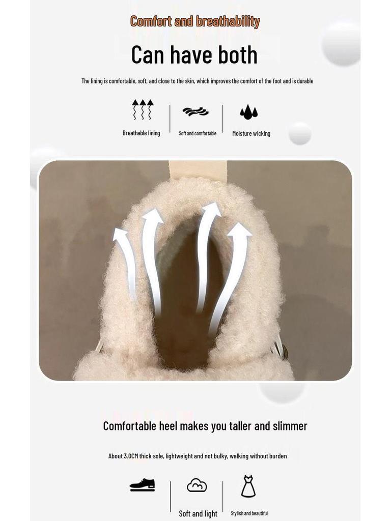 Women's Waterproof Fleece-Lined Winter Shoes - Non-Slip, Thick-Soled Cotton Footwear