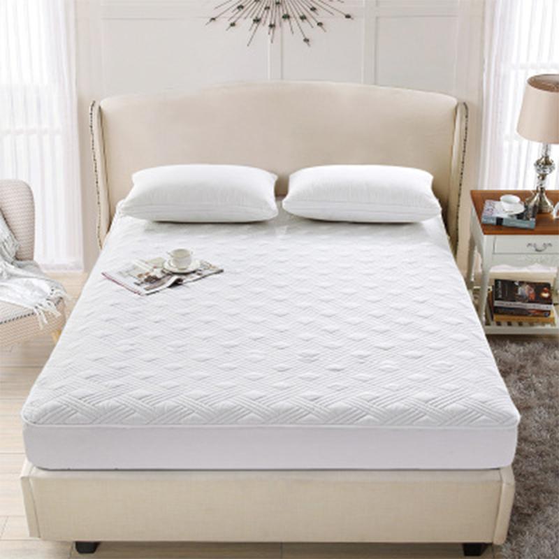 

Хлопковый моющийся чехол на кровать размера Queen, дышащий однотонный наматрасник, хлопковый стеганый чехол с тиснением King, защита для матраса(Без наволочки) 120cm*200cm белый