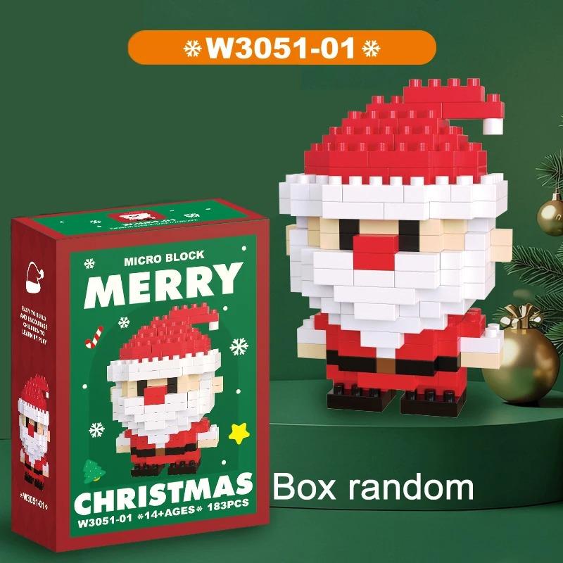 Christmas Gifts Micro Building Block Series Santa Claus Reindeer Puzzle Assembling Bricks Table Decoration Toys Kids