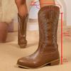 Large-sized Embroidered High-top Boots, Women's Shoes, Casual Chunk-heeled Knight Boots, Riding Boots