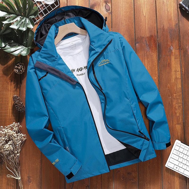2024 Men s Spring/Autumn Outdoor Plus Size Thin Waterproof Windproof Mountaineering Jacket XXL