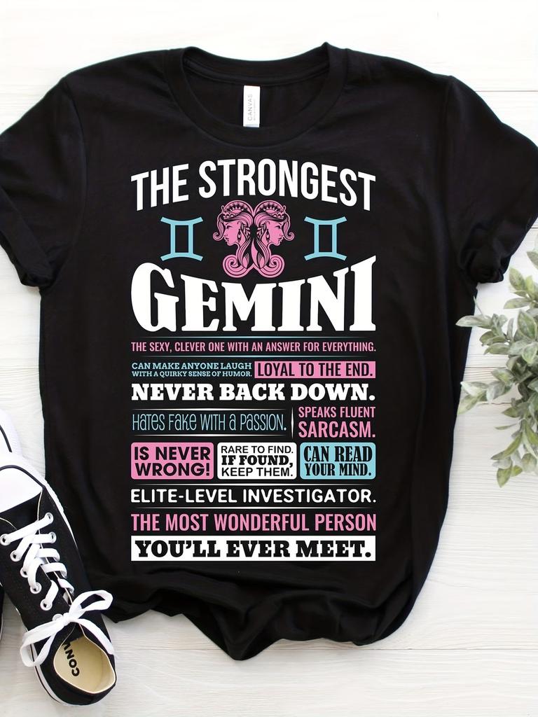 Men's Gemini Zodiac Sign T-Shirt - Retro Astrology Graphic Tee with Gemini Symbo