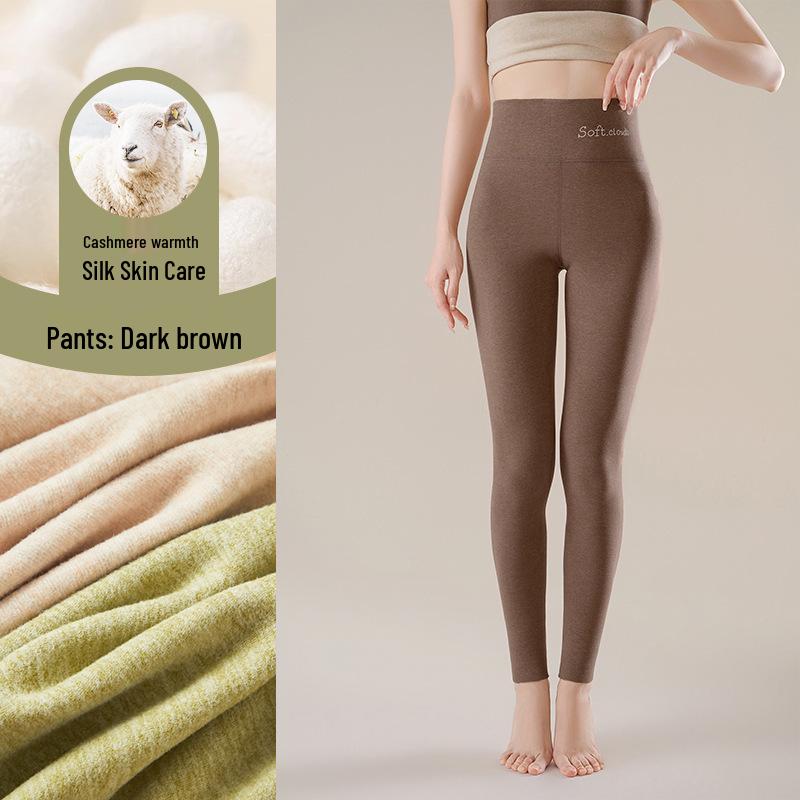 Women's German Cashmere Silk Seamless Pants: Velvet-Thick, Warm Cotton Wool for Winter/Autumn School Uniform