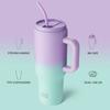 40oz Stainless Steel Vacuum Travel Mug with Handle and Straw, Perfect for Travel, Car, or as a Gift, Perfect for Parties, Office, or Coffee (Purple Gr
