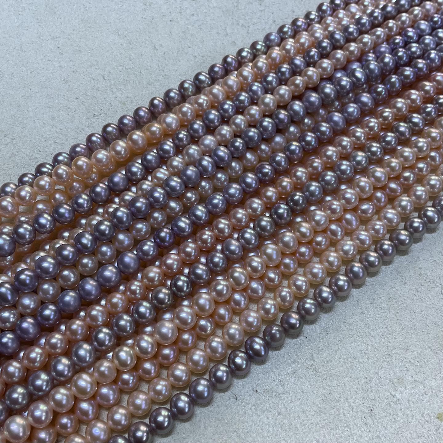 

5-6mm Near-Round Freshwater Pearl Necklace in Purple and Orange, Semi-Finished for Beading. 5-6mm помаранчевий