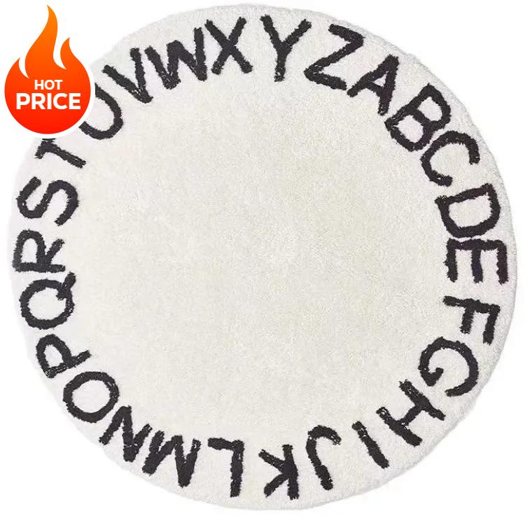 High Quality Round Carpet Anti-slip Baby Play Mat Washable Decorative Rugs Soft Printed Carpet for Room Decor and Comfort 60x60cm