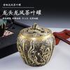 Brass Tea Caddy With Dragon Phoenix Motif Airtight Storage Jar Puer Loose Leaf Vintage Luxury Design