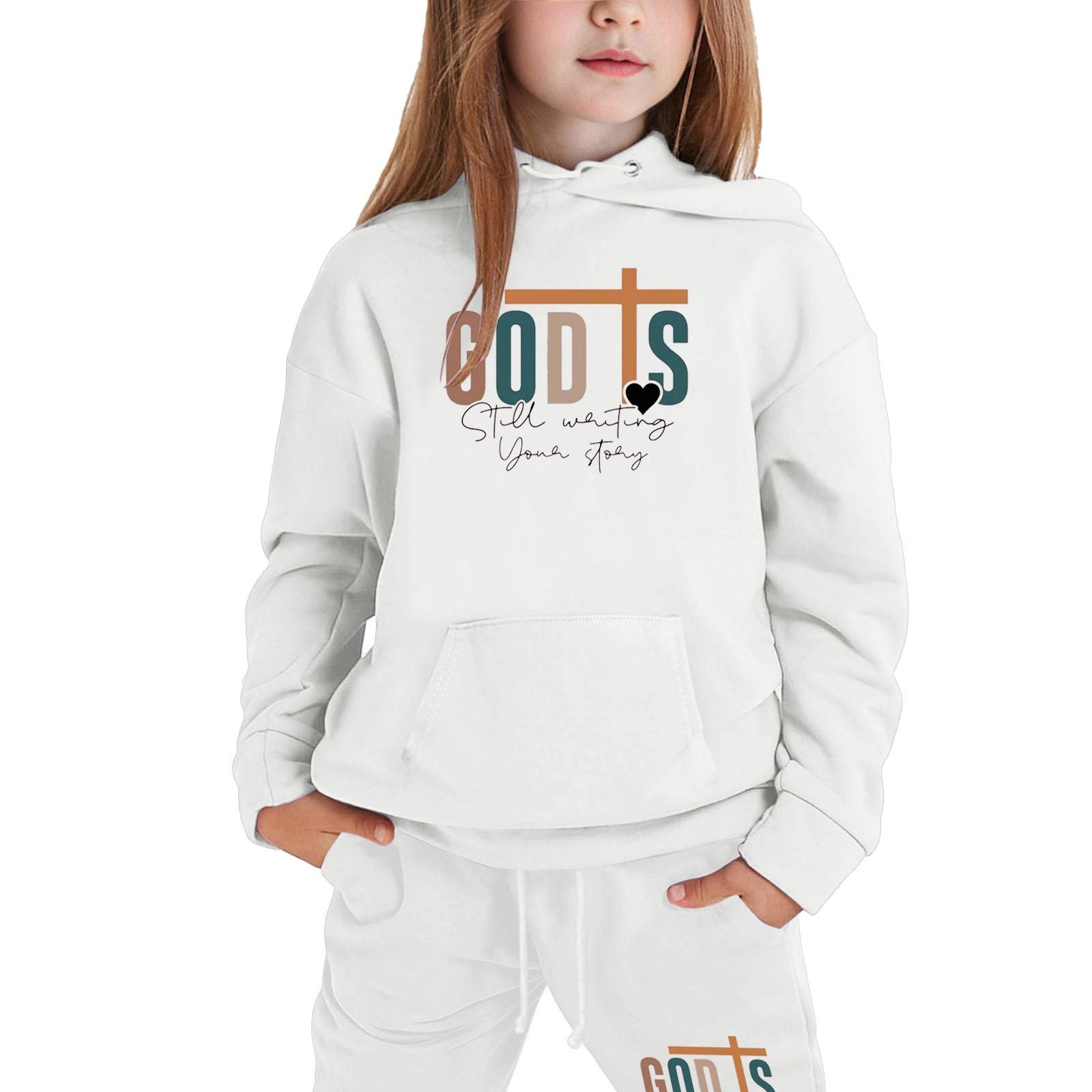 

Мальчики Девочки Спортивный костюм Одежда Толстовка с капюшоном Беговые штаны Спортивные костюмы Комплект Модный наряд 160 белый