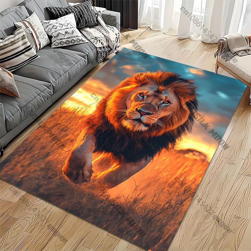 Majestic lion in golden sunset carpet Yoga living room room decor children's crawling mat doormat area rug games mat