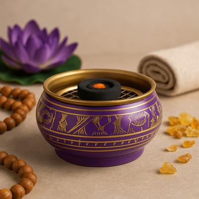 Charcoal Incense Burner Jar - Crown Chakra Sahasrara