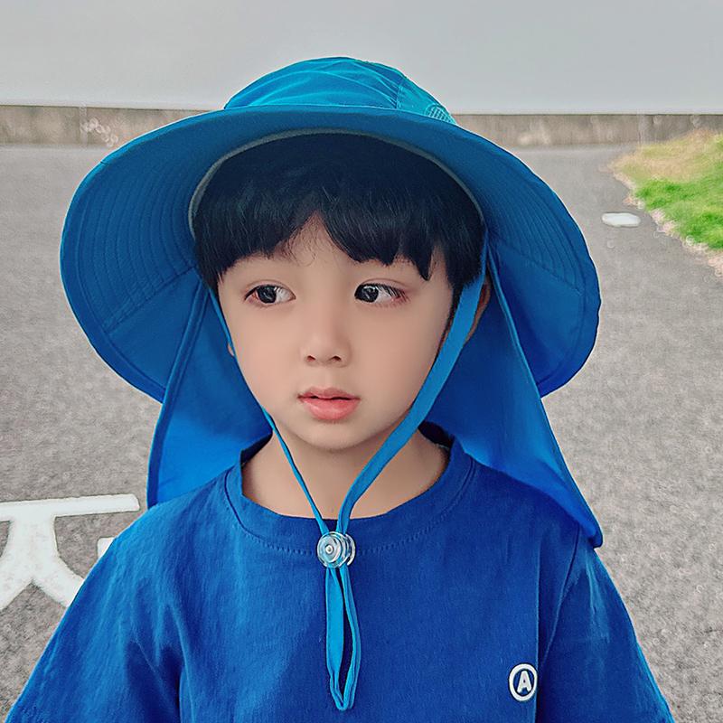 Xinbaoguan 100% Polyester Spring/Summer Outdoor Sunscreen for Boys and Girls, Big brim Shawl, Neck Protection Fisherman's Hat