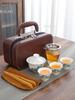 Leather Storage Box Teaware Set Exquisite Travel Tea Set Ceramic Gaiwan Quick Cup Outdoor Portable Custom Beauty Tea Infuser