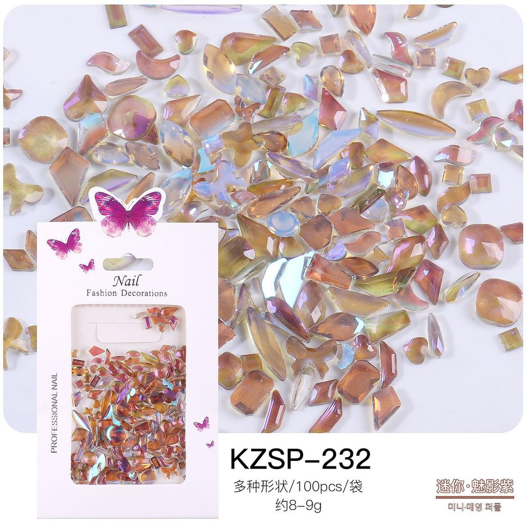 Bagged Flat Bottom Special-Shaped Diamond Nail Art Jewelry Aurora Color Abs Resin Diamond Nail Art Diamond Jewelry