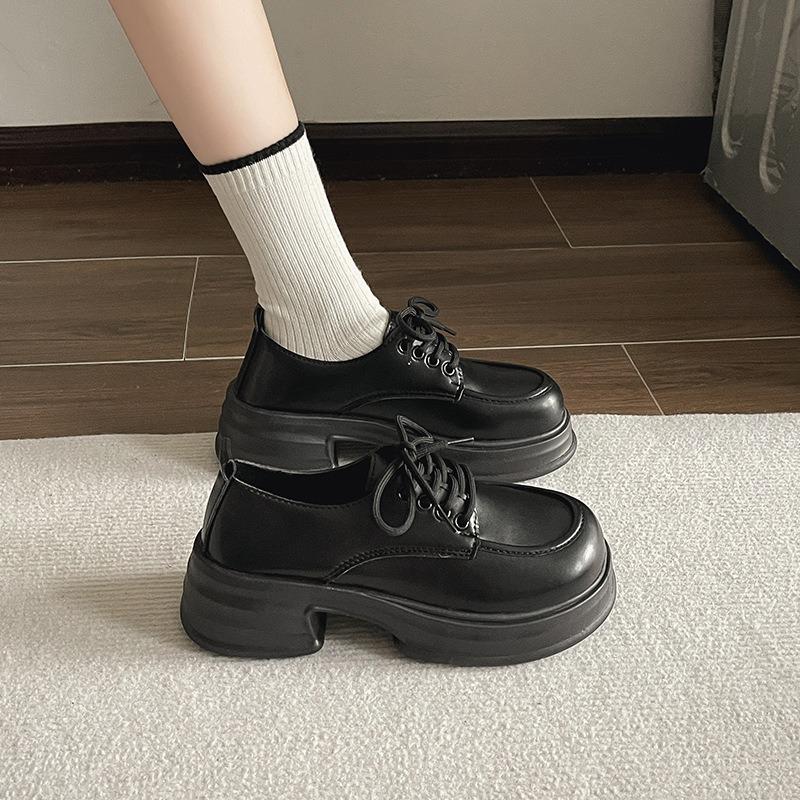 Fashion Woman's Small Leather Shoes Spring All-match Comfortable Casual Shoes Student Big Head Shoe Mary Jane Girl Casual Shoe