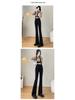 Women's Black Fleece-Lined High-Waist Flared Jeans - Plus Size, Slimming, Height-Enhancing, for Autumn/Winter