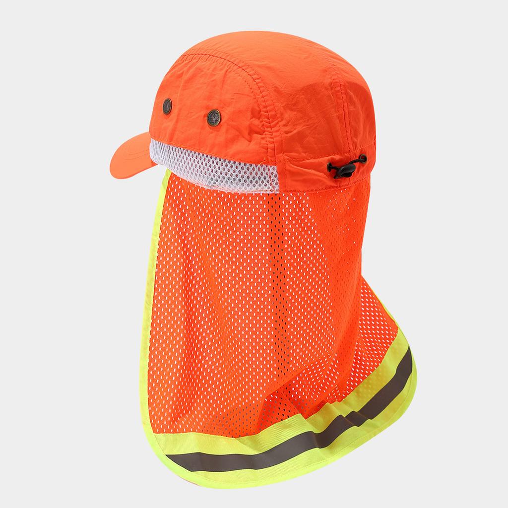 High Visibility Reflective Hat For Sanitation Workers Fluorescent Color Design With Neck Shield for Sun Protections