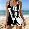 Women's Swimwear Tankini 2 Piece Swimsuit Butterfly Flowers  Pattern Vacation Bathing Suits